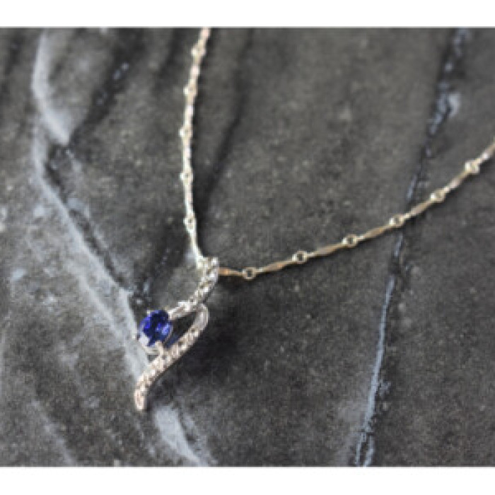 925 Sterling Silver London Blue & White Topaz Chain With Pendant(2)