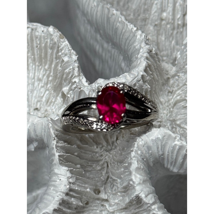 925 Sterling Silver Ruby Ring Size 6