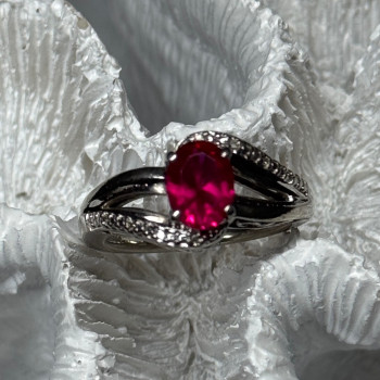 925 Sterling Silver Ruby Ring Size 6