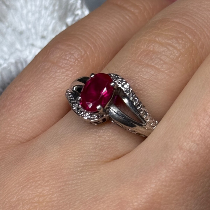 925 Sterling Silver Ruby Ring Size 6