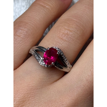 925 Sterling Silver Ruby Ring Size 6