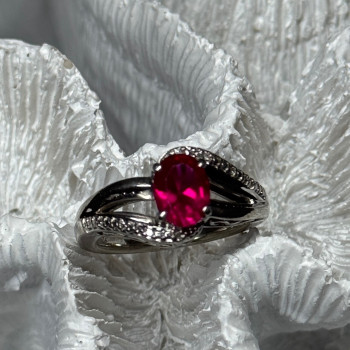 925 Sterling Silver Ruby Ring Size 6