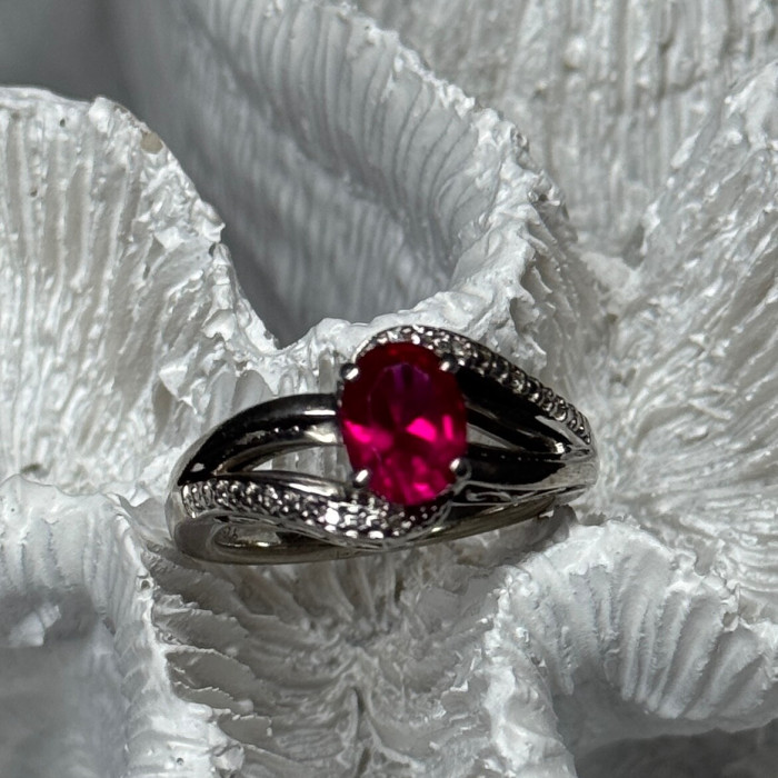 925 Sterling Silver Ruby Ring Size 6