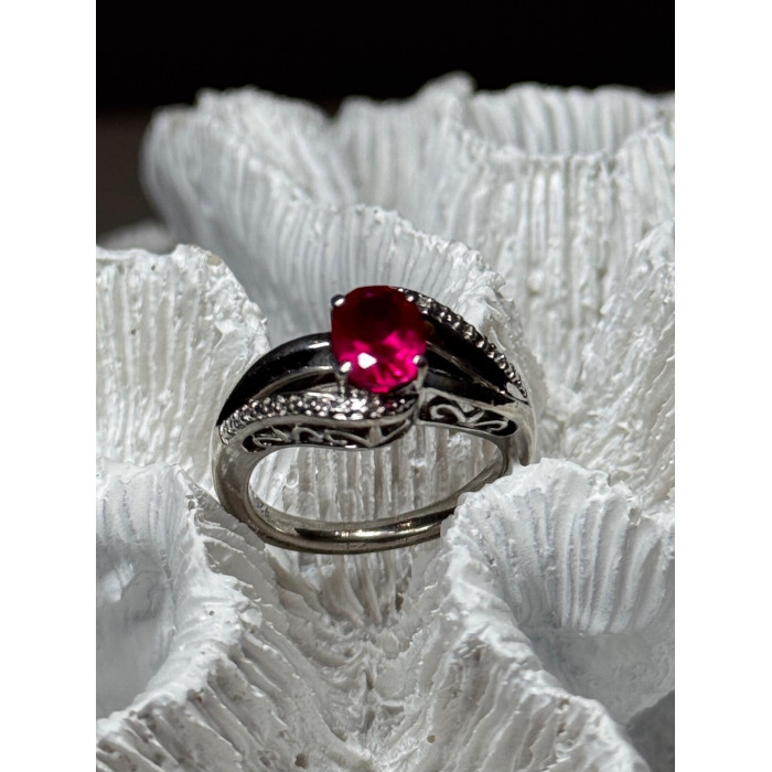 925 Sterling Silver Ruby Ring Size 6