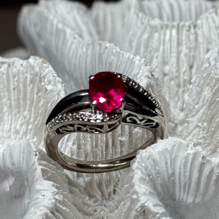 925 Sterling Silver Ruby Ring Size 6