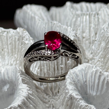 925 Sterling Silver Ruby Ring Size 6