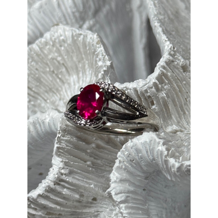 925 Sterling Silver Ruby Ring Size 6