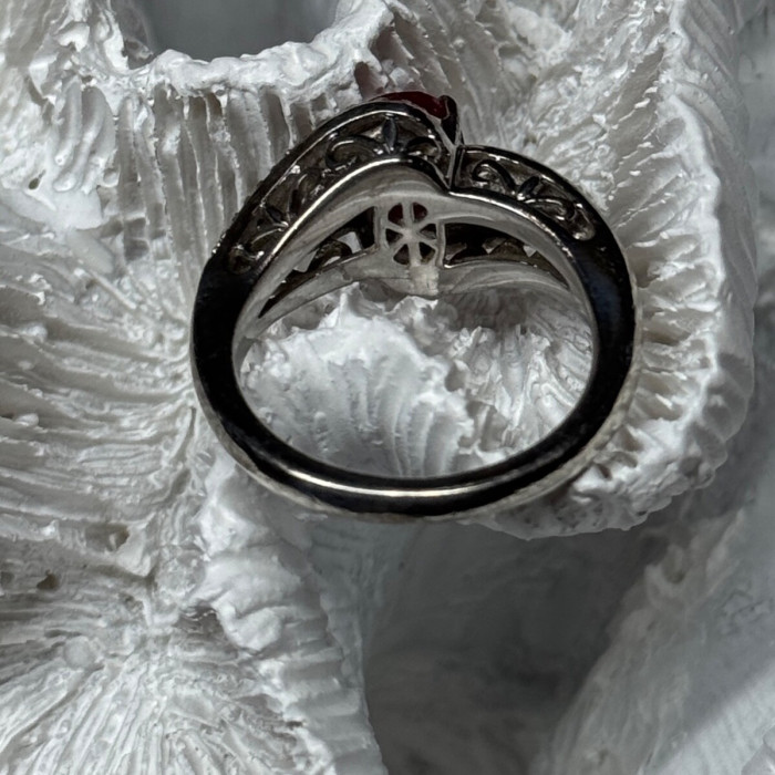 925 Sterling Silver Ruby Ring Size 6