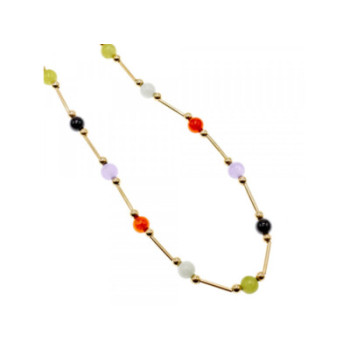 14K YELLOW GOLD  JADEITE BALLS NECKLACE