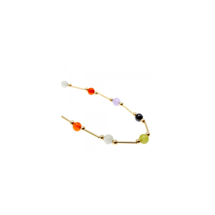 14K YELLOW GOLD  JADEITE BALLS NECKLACE