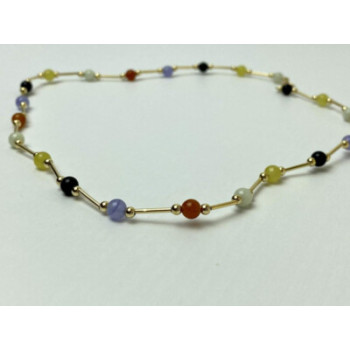 14K YELLOW GOLD  JADEITE BALLS NECKLACE