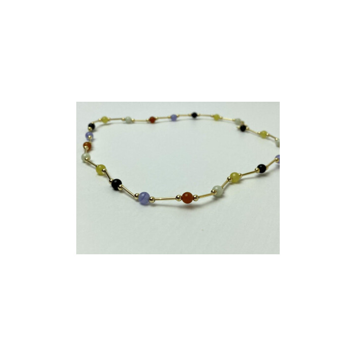 14K YELLOW GOLD  JADEITE BALLS NECKLACE