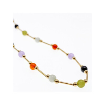 14K YELLOW GOLD  JADEITE BALLS NECKLACE