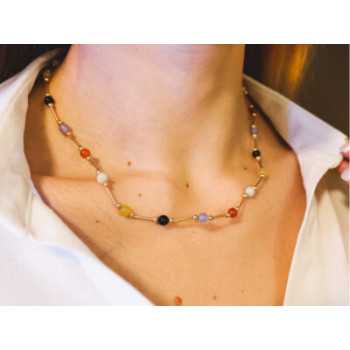 14K YELLOW GOLD  JADEITE BALLS NECKLACE