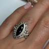 Vintage 925 Sterling Silver Onyx & Marcasite Ring Size 7