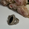 Vintage 925 Sterling Silver Onyx & Marcasite Ring Size 7