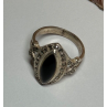 Vintage 925 Sterling Silver Onyx & Marcasite Ring Size 7