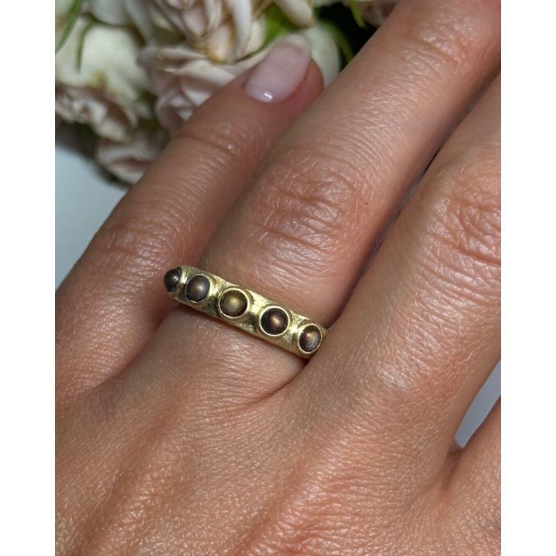 925 STERLING SILVER GOLD PLATED PEARLS RING SIZE 6