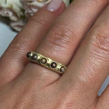 925 Sterling Silver Gold Plated Pearls Ring Size 6