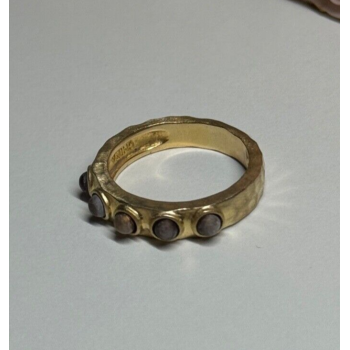 925 STERLING SILVER GOLD PLATED PEARLS RING SIZE 6