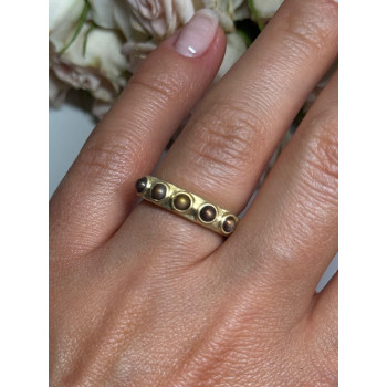 925 STERLING SILVER GOLD PLATED PEARLS RING SIZE 6