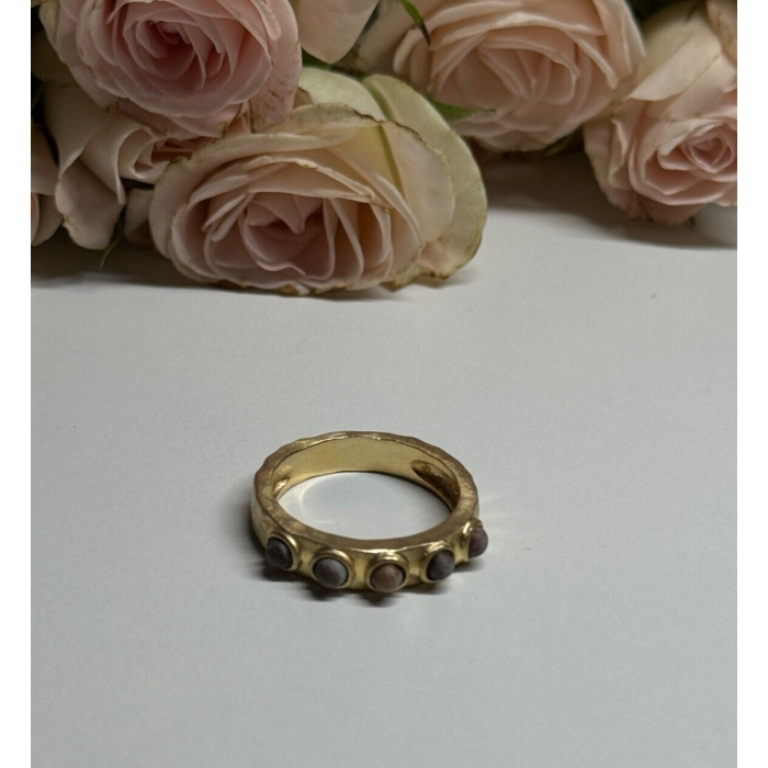 925 STERLING SILVER GOLD PLATED PEARLS RING SIZE 6