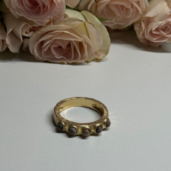 925 Sterling Silver Gold Plated Pearls Ring Size 6