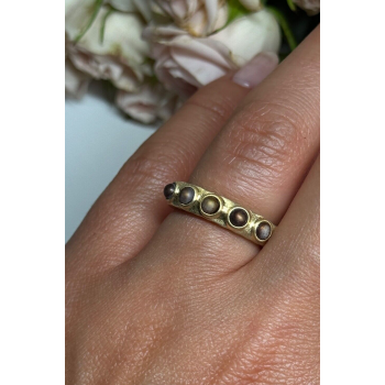 925 STERLING SILVER GOLD PLATED PEARLS RING SIZE 6