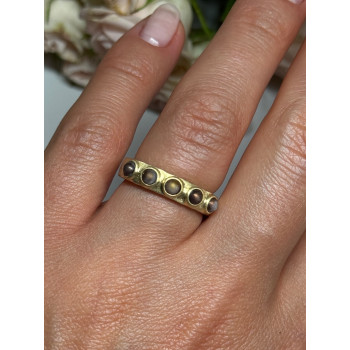 925 STERLING SILVER GOLD PLATED PEARLS RING SIZE 6