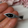 925 Sterling Silver Black Evil Eye Enamel Brooch Length 1.5 In