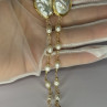 GOLD PLATED PEARL NECKLACE APPROX LENGTH 30 INCH THE BOTTOM OF PENDANT 3 INCH
