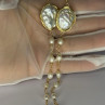 GOLD PLATED PEARL NECKLACE APPROX LENGTH 30 INCH THE BOTTOM OF PENDANT 3 INCH