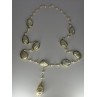 GOLD PLATED PEARL NECKLACE APPROX LENGTH 30 INCH THE BOTTOM OF PENDANT 3 INCH