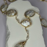 GOLD PLATED PEARL NECKLACE APPROX LENGTH 30 INCH THE BOTTOM OF PENDANT 3 INCH
