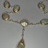 GOLD PLATED PEARL NECKLACE APPROX LENGTH 30 INCH THE BOTTOM OF PENDANT 3 INCH