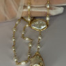 GOLD PLATED PEARL NECKLACE APPROX LENGTH 30 INCH THE BOTTOM OF PENDANT 3 INCH