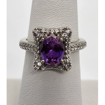 925 Sterling Silver Amethyst & Сz Ring Size 7