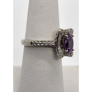 925 Sterling Silver Amethyst & Сz Ring Size 7