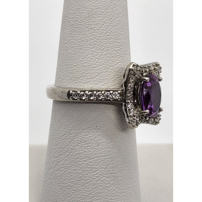 925 Sterling Silver Amethyst & Сz Ring Size 7