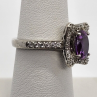 925 Sterling Silver Amethyst & ?z Ring Size 7