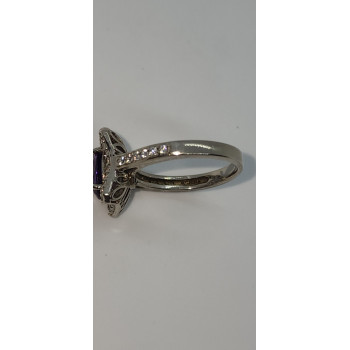 925 Sterling Silver Amethyst & Сz Ring Size 7