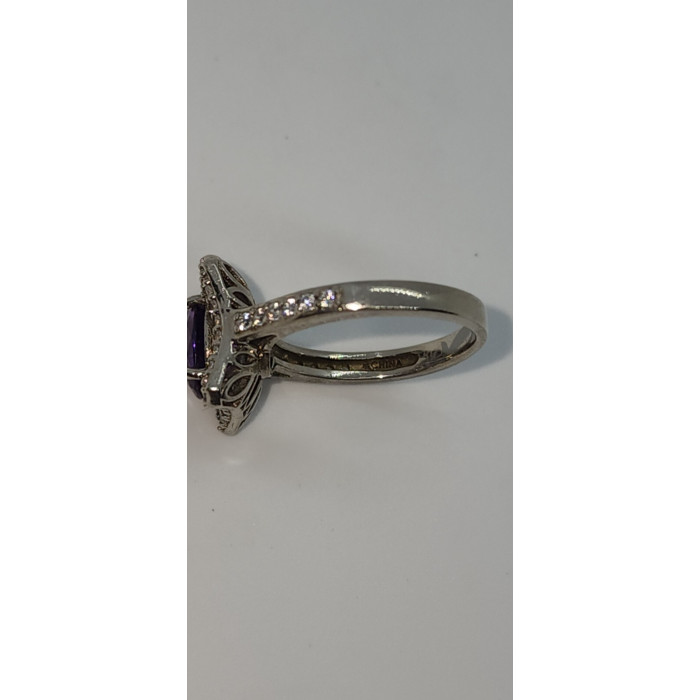 925 Sterling Silver Amethyst & Сz Ring Size 7