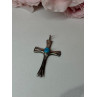 925 Sterling Silver Turquoise Cross Length 1.6 In
