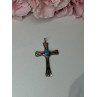 925 Sterling Silver Turquoise Cross Length 1.6 In