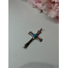 925 Sterling Silver Turquoise Cross Length 1.6 In