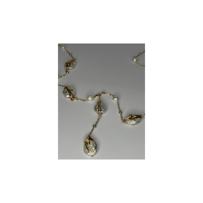 GOLD PLATED PEARL NECKLACE APPROX LENGTH 32 INCH BOTTOM OF PENDANT 4 INCH