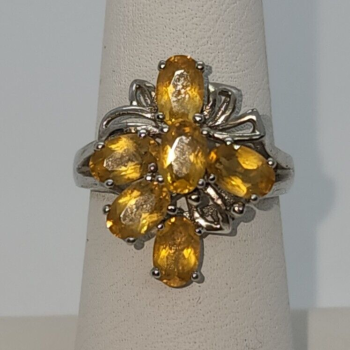 925 Sterling Silver Citrine Ring Size 6.5