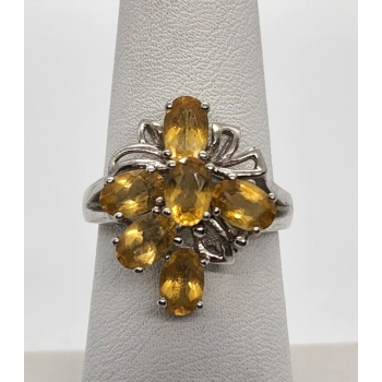 925 Sterling Silver Citrine Ring Size 6.5