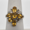 925 Sterling Silver Citrine Ring Size 6.5