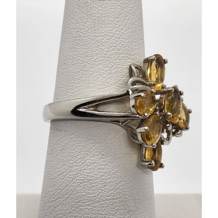 925 Sterling Silver Citrine Ring Size 6.5